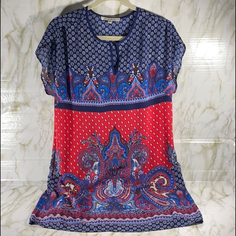 Black Rainn Scarf Print Tunic Dress